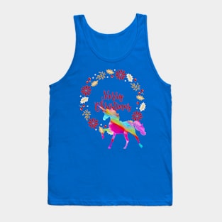 Unicorn Christmas Wreath (rainbow horse) Tank Top